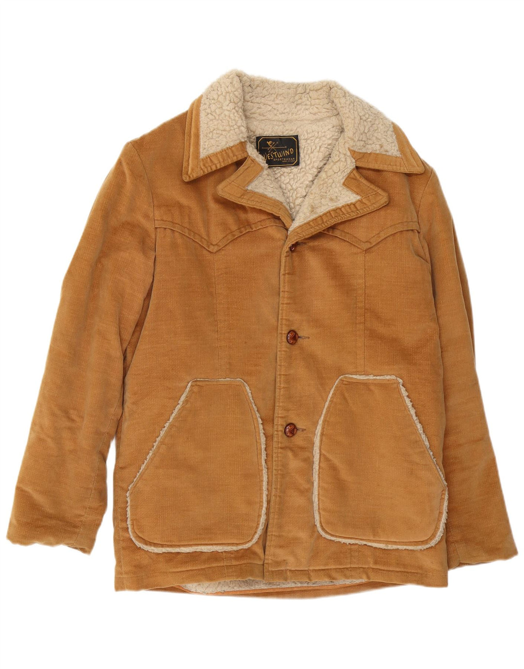 Giacca sherpa vintage da uomo UK 40 grande color marrone