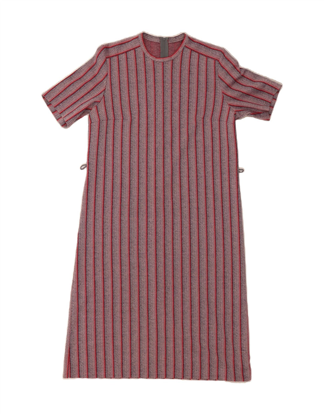 VINTAGE Womens Shift Dress UK 14 Medium Red Striped Polyester Vintage Vintage and Second-Hand Vintage from Messina Hembry 