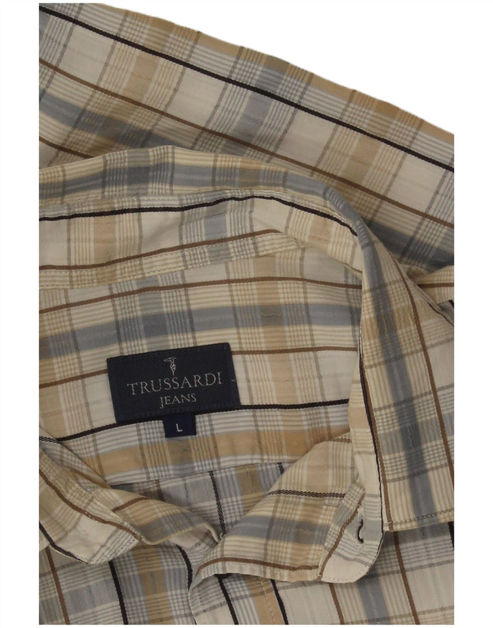 Camicia Uomo Trussardi Jeans Check Large Beige
