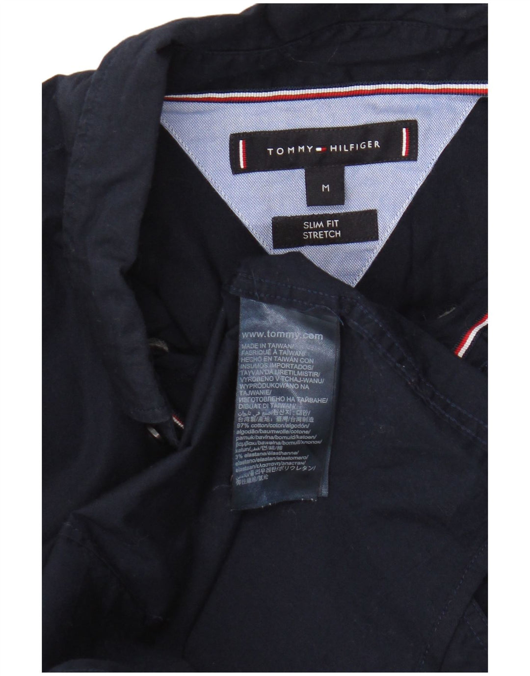 Camicia slim fit da uomo Tommy Hilfiger cotone medio blu navy