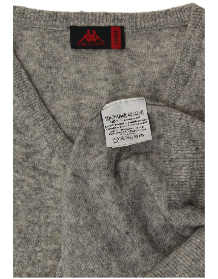 Maglione Kappa da uomo con scollo a V XL grigio lana d'agnello