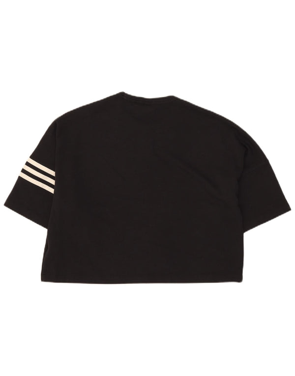 Maglietta corta da donna Adidas UK 16 grande cotone nero