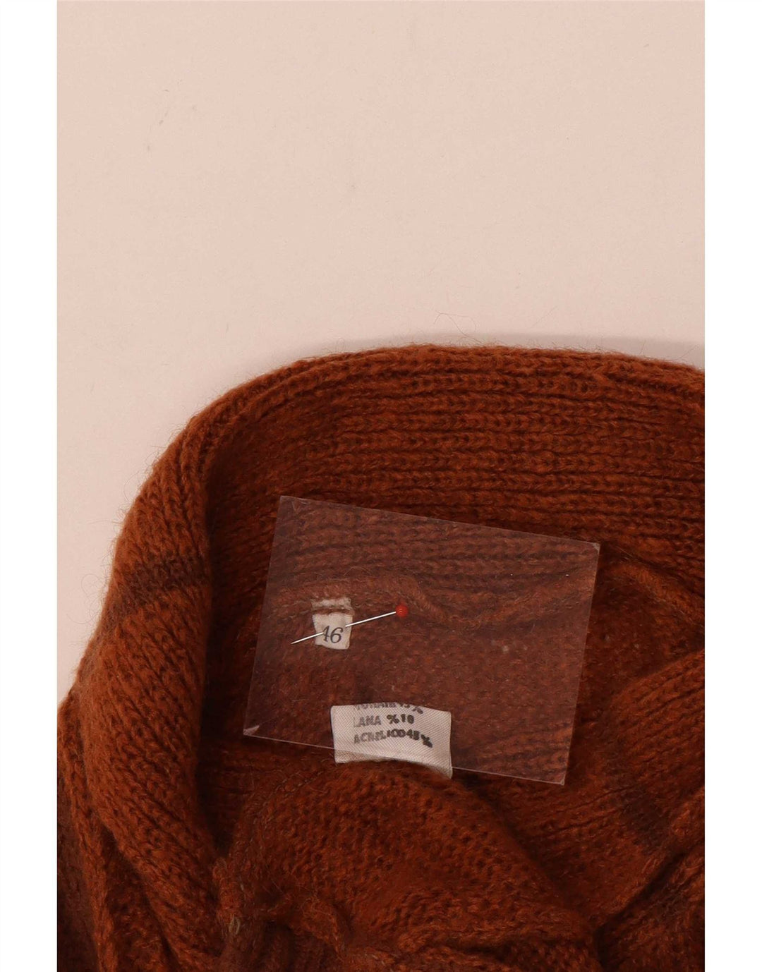 Maglione maglione vintage da donna con collo alto IT 46 Large Brown Colourblock