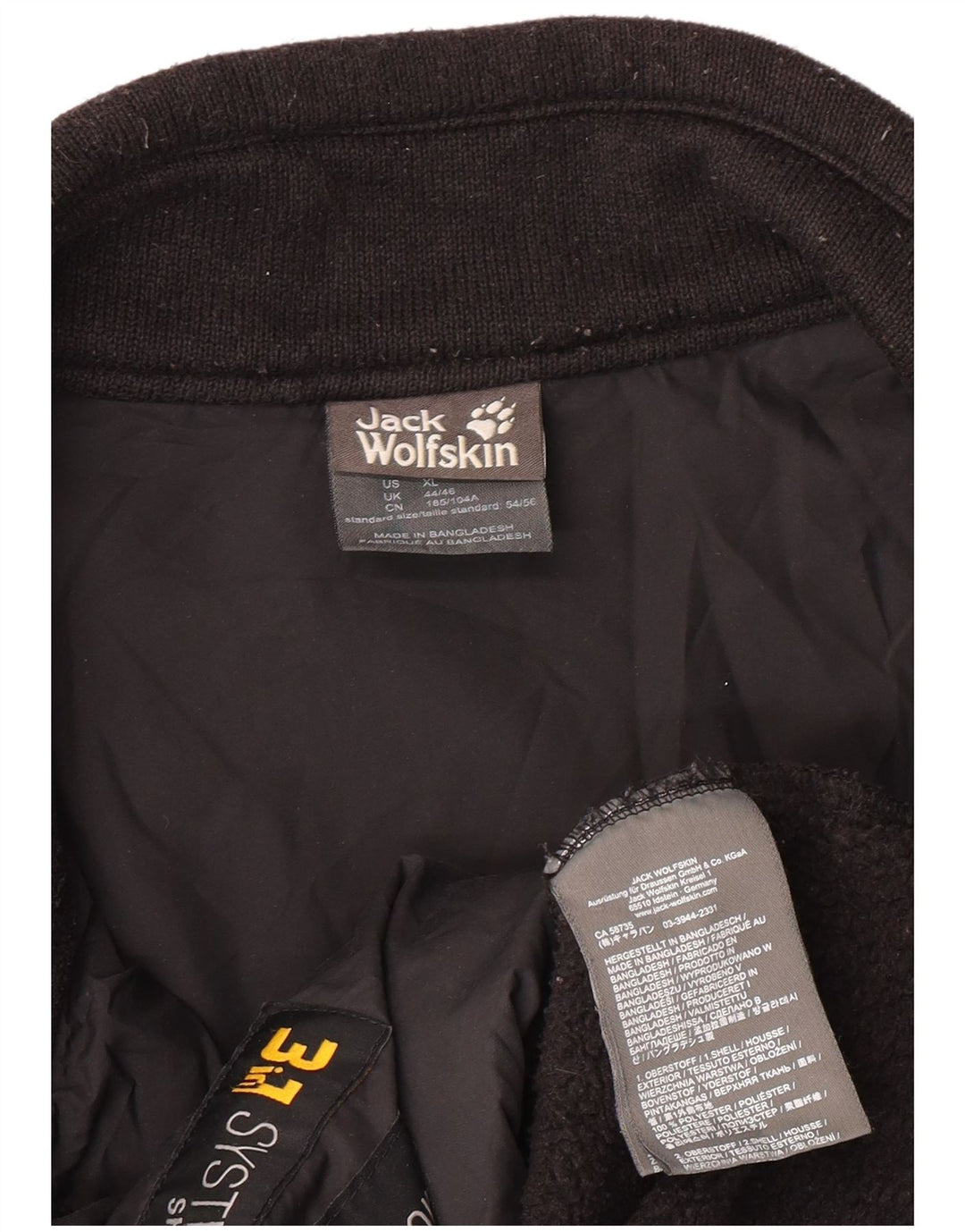 JACK WOLFSKIN Giacca in pile da uomo UK 44/46 XL Poliestere nero