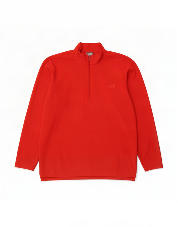 Maglione in pile da uomo con zip e collo Jack Wolfskin UK 44/46 XL poliestere rosso
