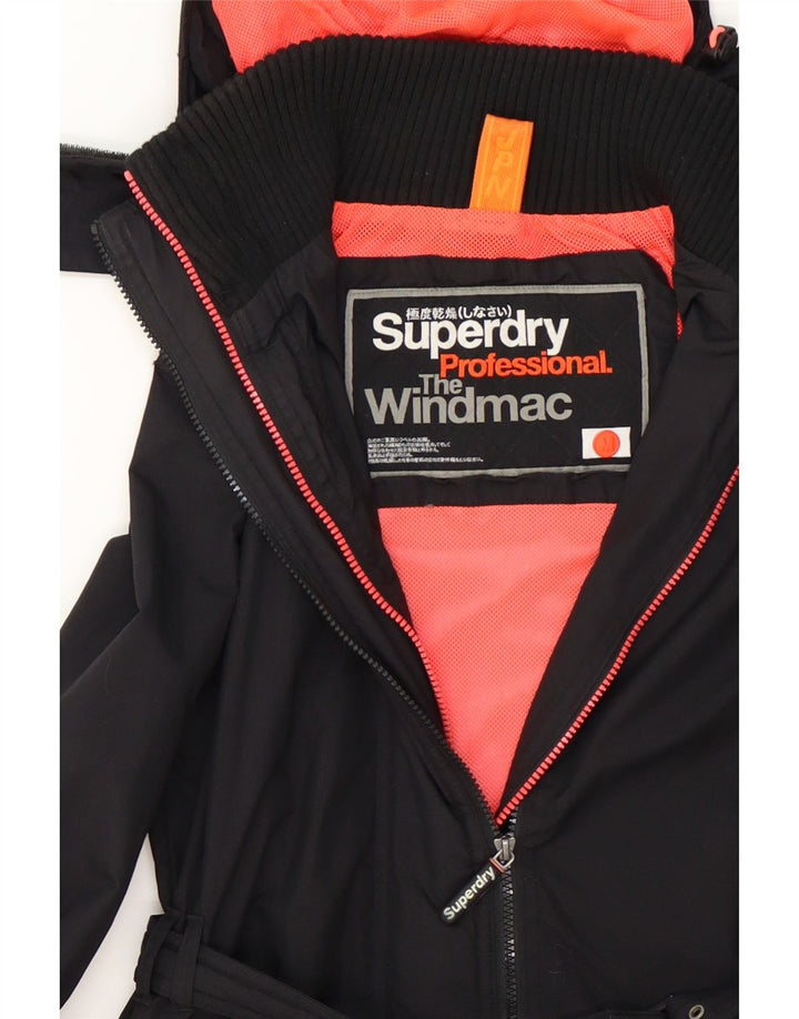 SUPERDRY Womens The Windmac Hooded Windbreaker Jacket UK 14 Medium Black Vintage Superdry and Second-Hand Superdry from Messina Hembry 