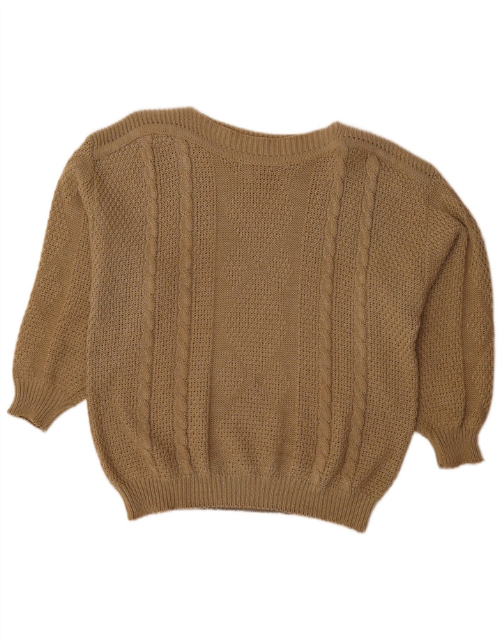 Maglione vintage da donna oversize con scollo a barca EU 48 2XL Marrone