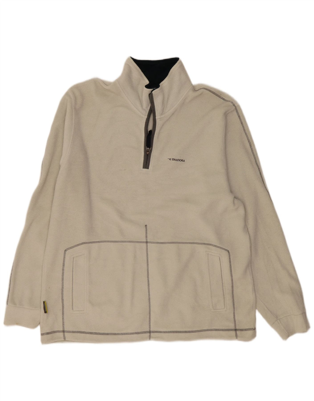 Maglione in pile da uomo Diadora con zip e collo 2XL poliestere bianco sporco