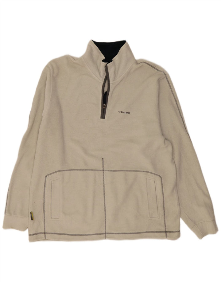Maglione in pile da uomo Diadora con zip e collo 2XL poliestere bianco sporco