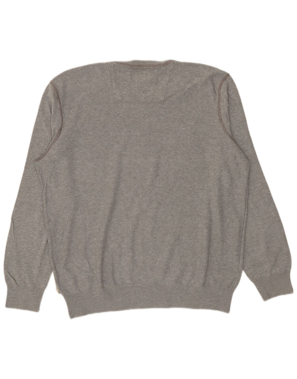 Timberland Mens Regular Fit V-Neck Jumper Sweater Large Grey Flecked Cotton
