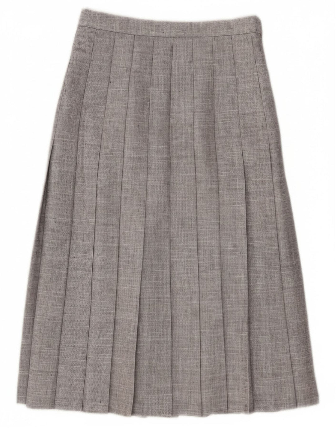 Gonna a pieghe midi da donna vintage W26 piccola in poliestere grigio