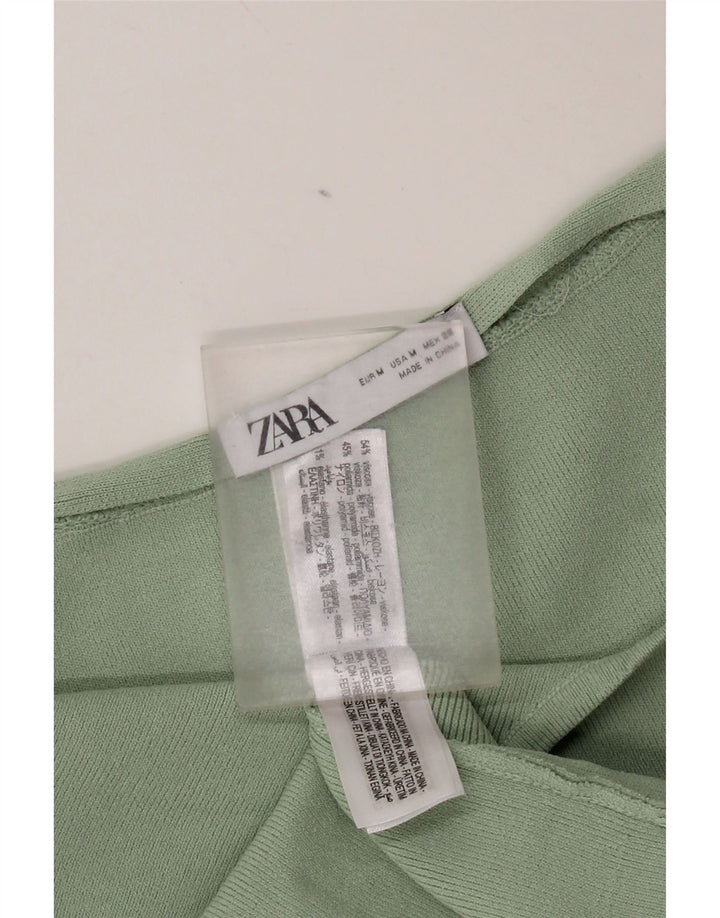Abito senza spalline da donna Zara UK 12 Viscosa verde medio