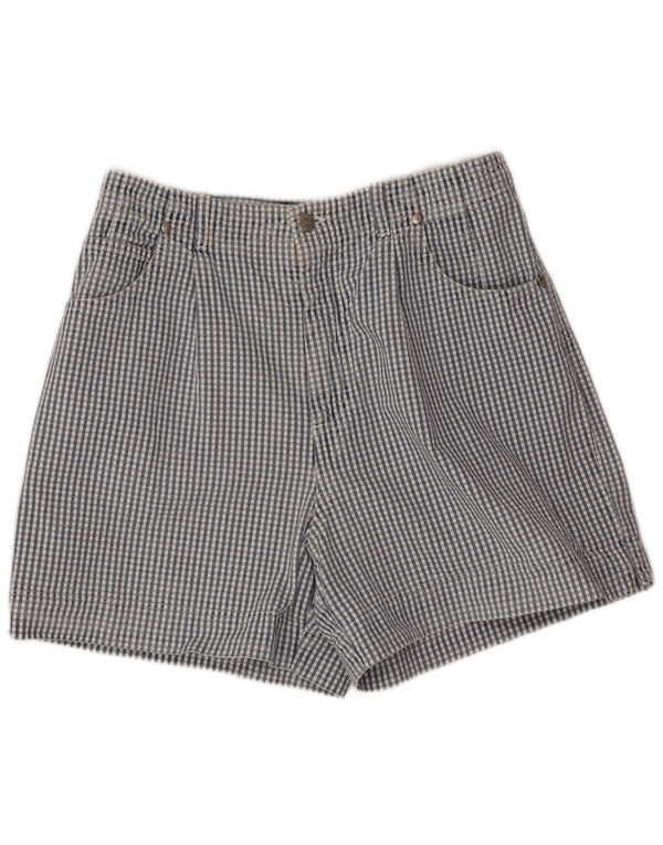 Belfe & Womens High Waist Chino Shorts IT 48 XL W30 Blue Check Cotton
