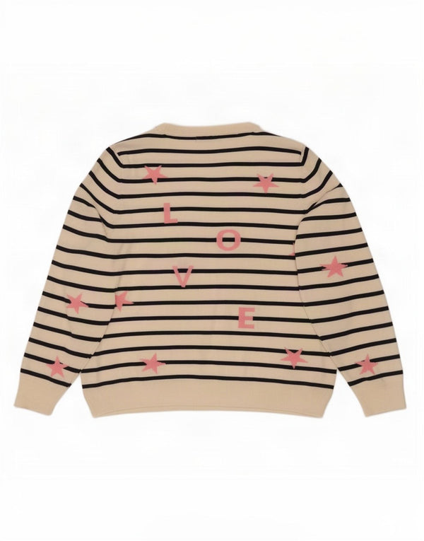 Maglione maglione con scollo a barca da donna Marks & Spencer UK 20 2XL a righe rosa