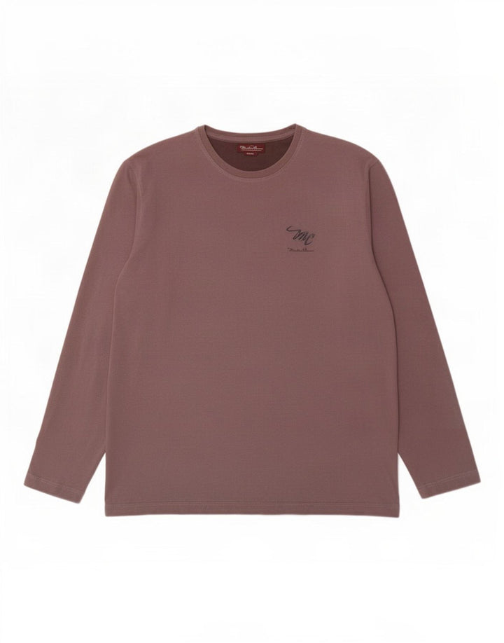 Marlboro Classics Top da uomo a manica lunga grande in cotone grigio