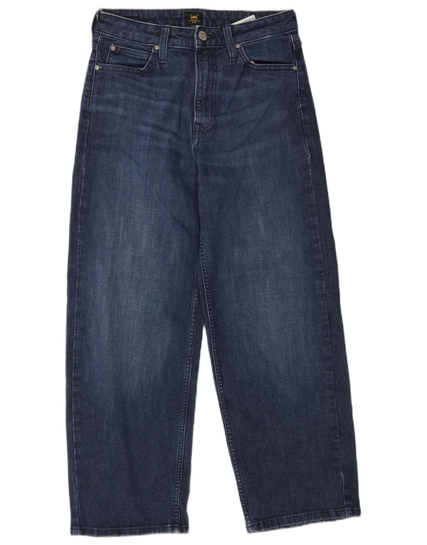 Jeans LEE da donna a vita alta con gamba larga corta W26 L25 cotone blu