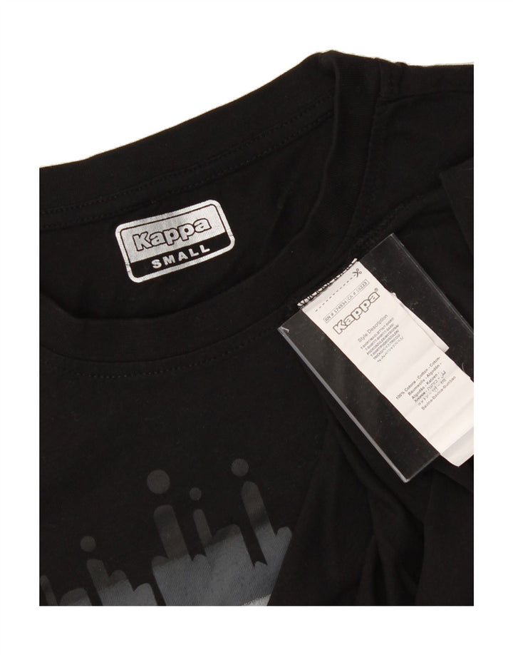 KAPPA Mens Graphic T-Shirt Top Small Black Cotton Vintage Kappa and Second-Hand Kappa from Messina Hembry 