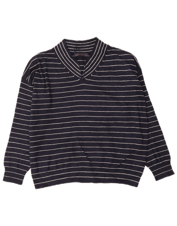 Maglione maglione con scollo a V da donna Marks & Spencer UK 10 piccolo blu navy