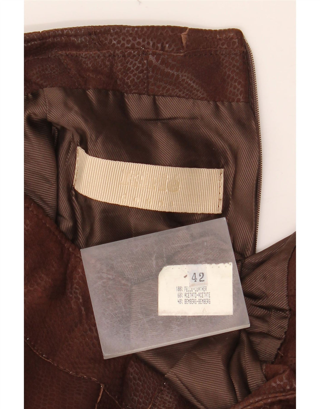 Gonna in pelle da donna VINTAGE IT 42 Media W30 Pelle stampa animalier marrone