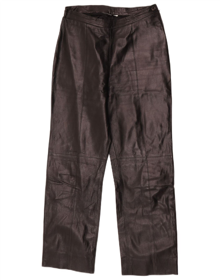 Pantaloni da donna vintage dritti in pelle W27 L27 Nero