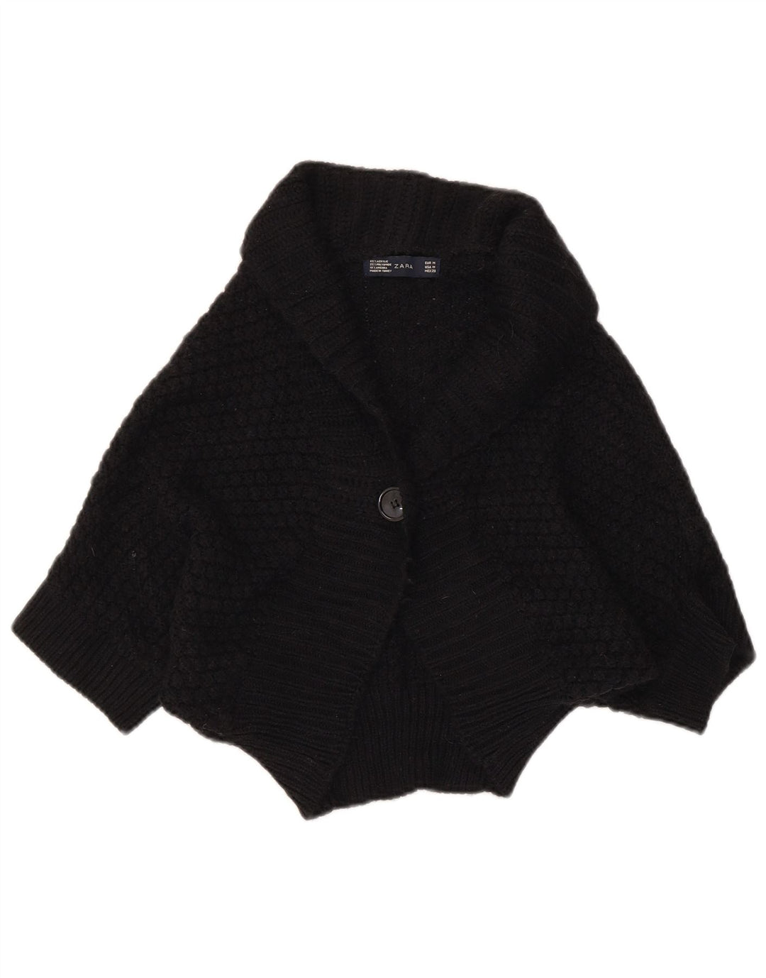 Maglione cardigan a pipistrello corto da donna Zara UK 12 acrilico nero medio