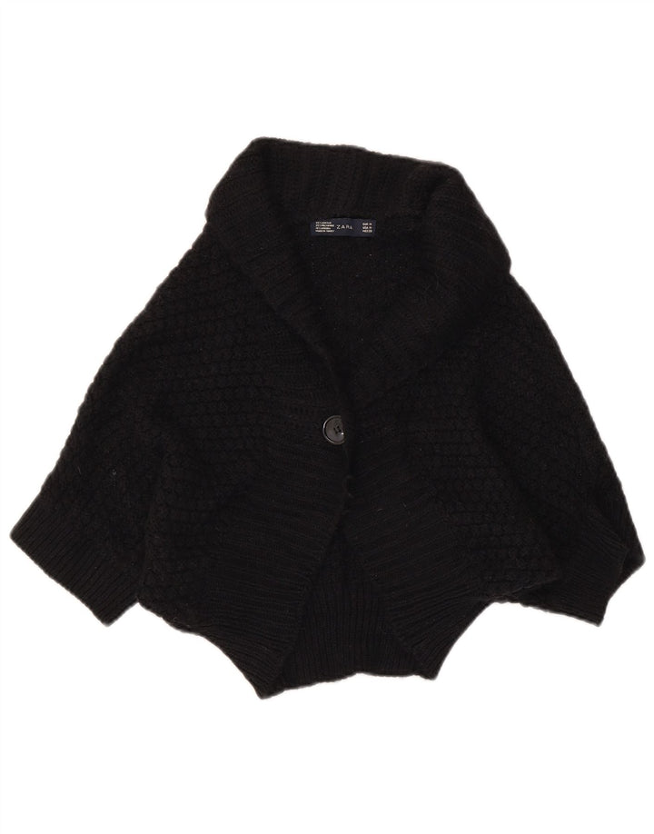 Maglione cardigan a pipistrello corto da donna Zara UK 12 acrilico nero medio