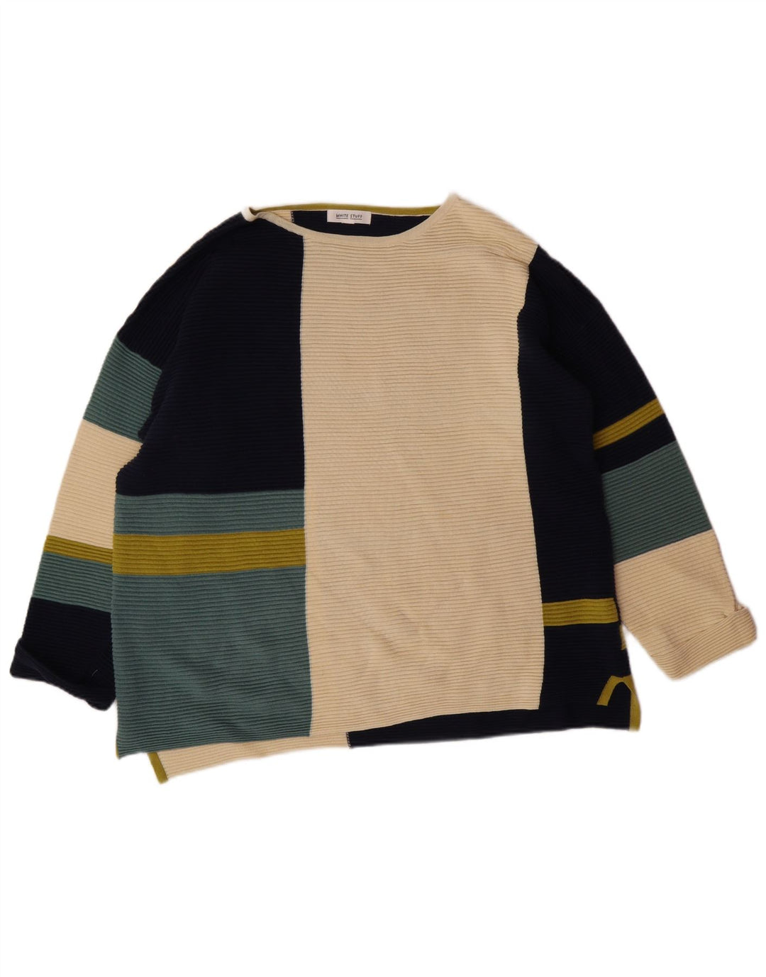 WHITE STUFF Maglione da donna con scollo a barca UK 18 XL Multicolore