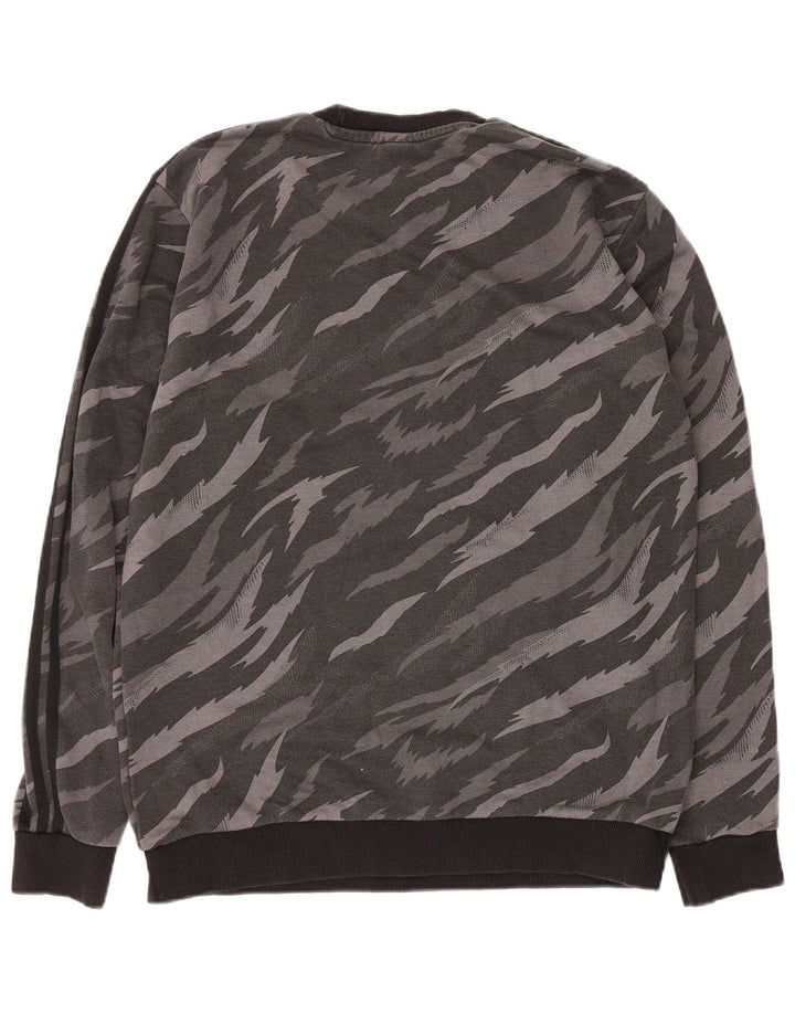 Felpa Adidas Uomo Maglione Grigio Medio Stampa Animalier Cotone