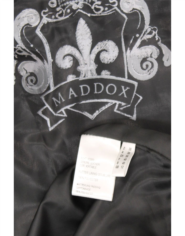 Cappotto imbottito in pelle con cappuccio da donna Maddox UK 12 Medio in pelle nera