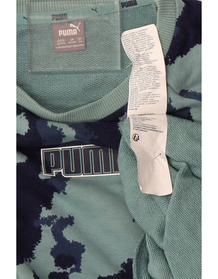 Felpa PUMA per ragazzi 15-16 anni in poliestere mimetico turchese