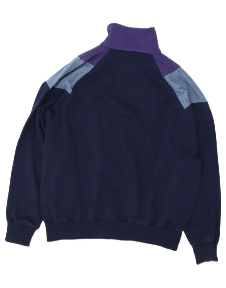 Giacca da ginnastica vintage da uomo grande color block blu navy