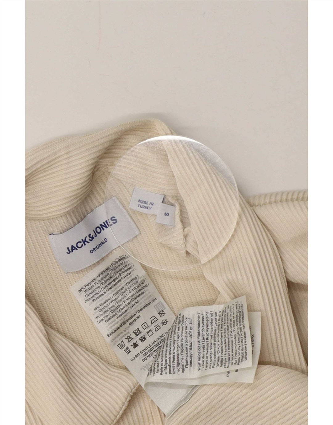 Jack & Jones Camicia a maniche corte da uomo piccola in poliestere bianco sporco