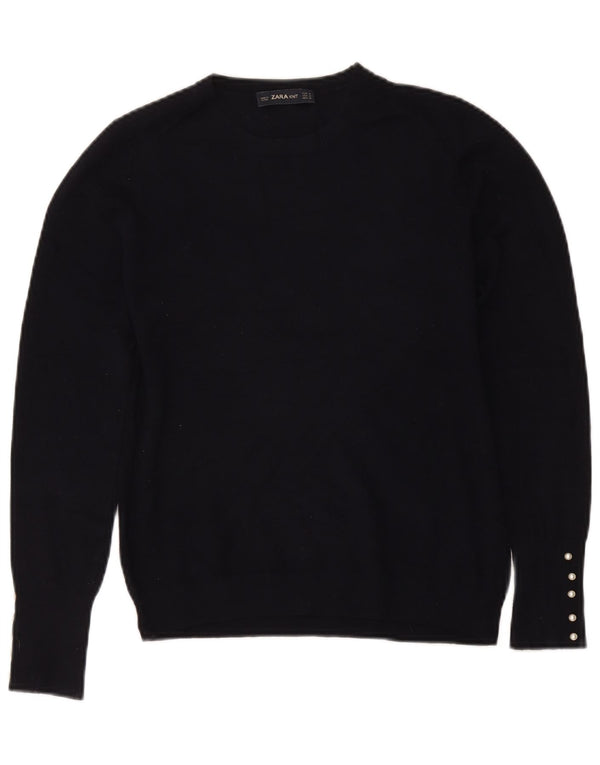 Maglione maglione girocollo da donna Zara UK 12 blu navy medio