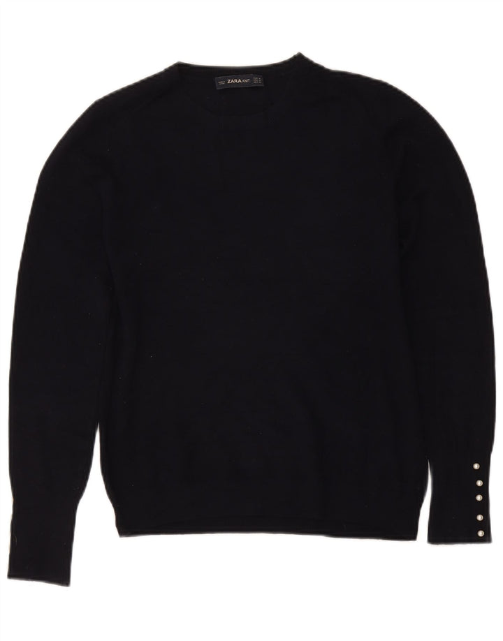 Maglione maglione girocollo da donna Zara UK 12 blu navy medio