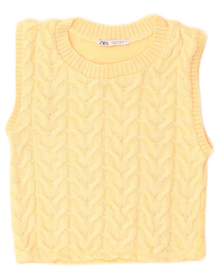Canotta corta da donna Zara UK 8 piccola gialla
