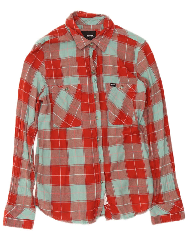 Camicia in flanella da donna Hurley UK 14 Cotone scozzese rosso medio