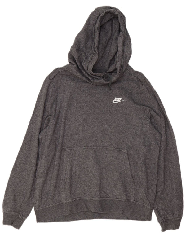 Felpa con cappuccio da uomo NIKE grande in cotone grigio