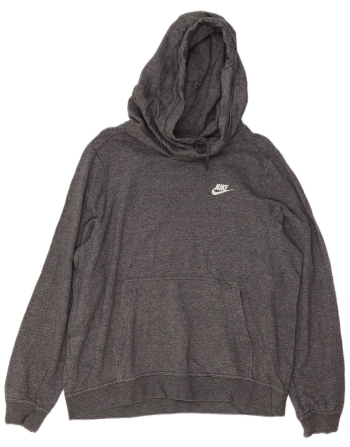 Felpa con cappuccio da uomo NIKE grande in cotone grigio