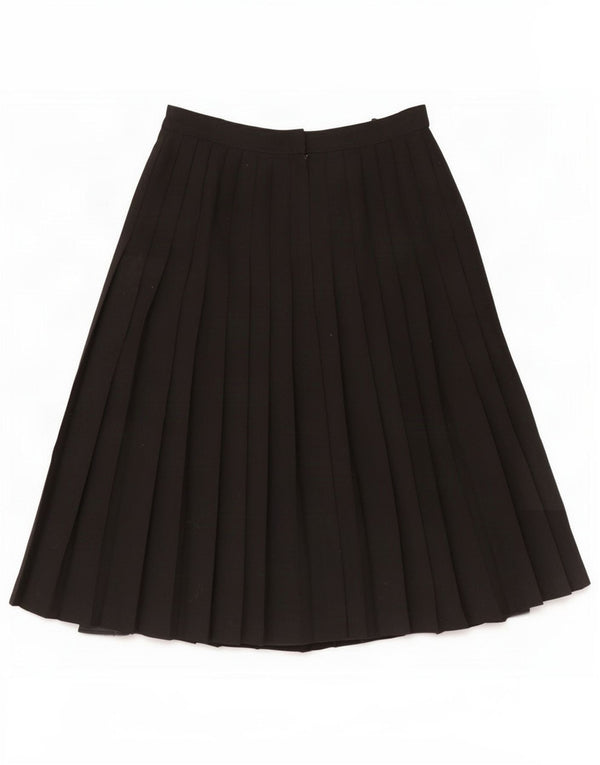 St Michael Womens Pleated Skirt UK 12 Medium W26 Black Polyester