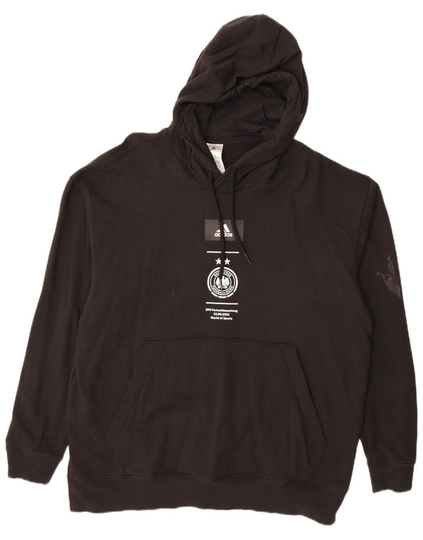 ADIDAS Felpa con cappuccio grafica da uomo Deutscher Fussball Bund grande nera