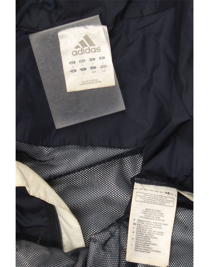 Giacca antipioggia da uomo ADIDAS con cappuccio UK 40 Large in nylon blu navy