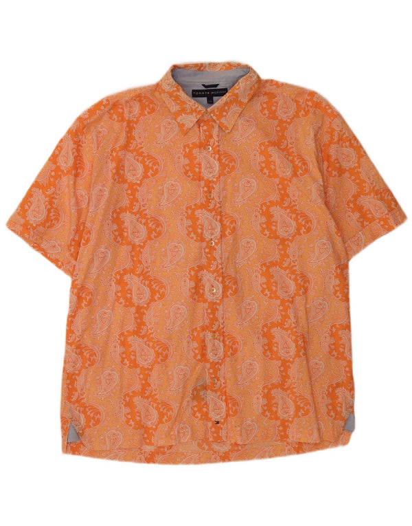 Tommy Hilfiger Camicia a maniche corte da uomo di grandi dimensioni in cotone cachemire arancione