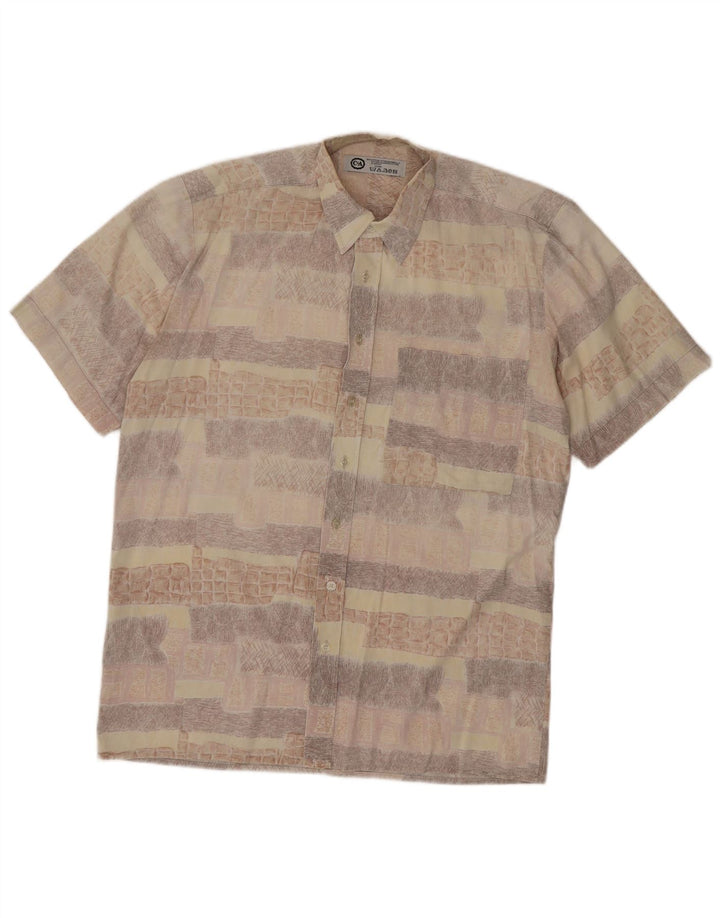 C&A Mens Short Sleeve Shirt Medium Multicoloured Patchwork Cotton