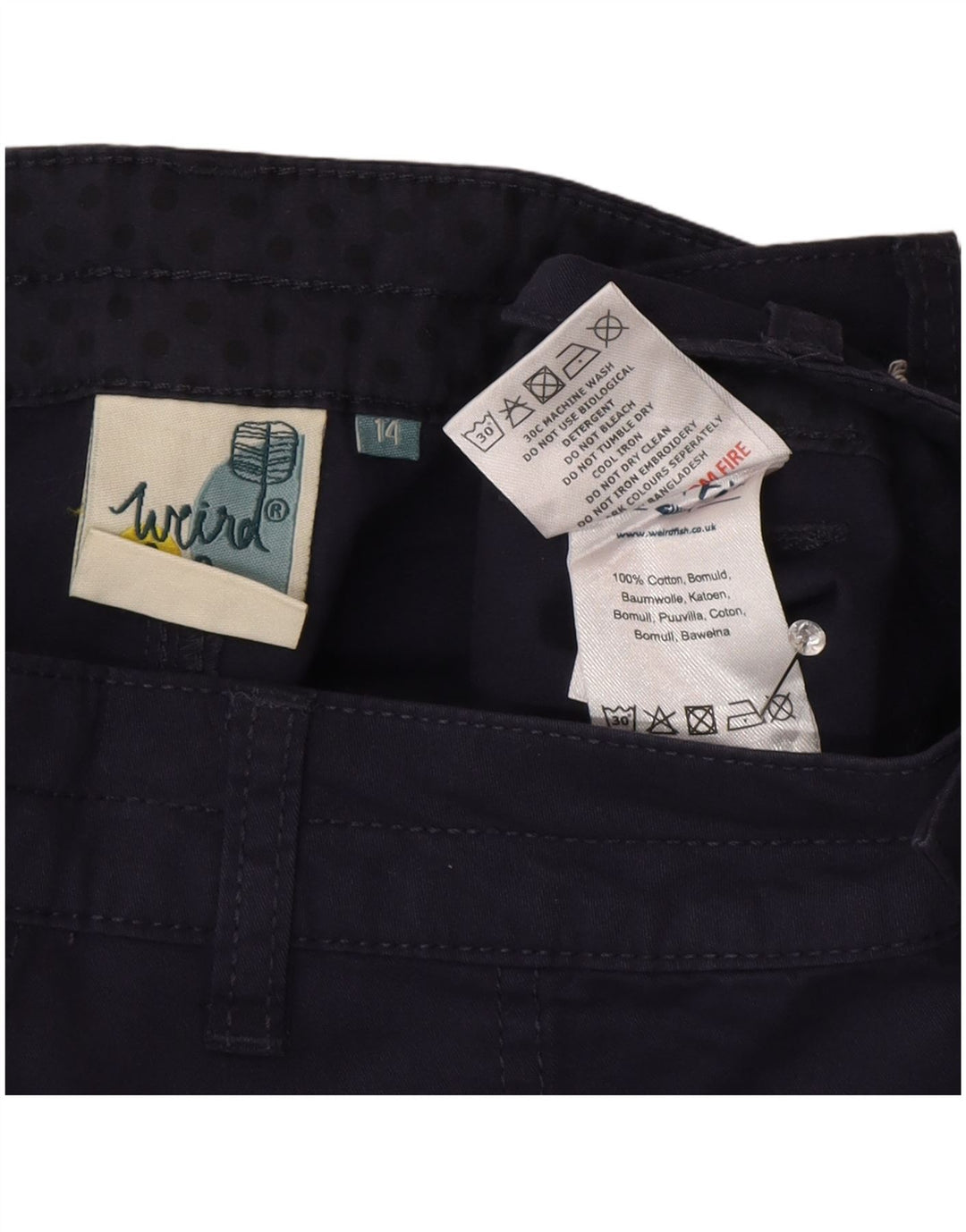 Pantaloncini cargo da donna Weird Fish UK 14 Large W34 cotone blu navy