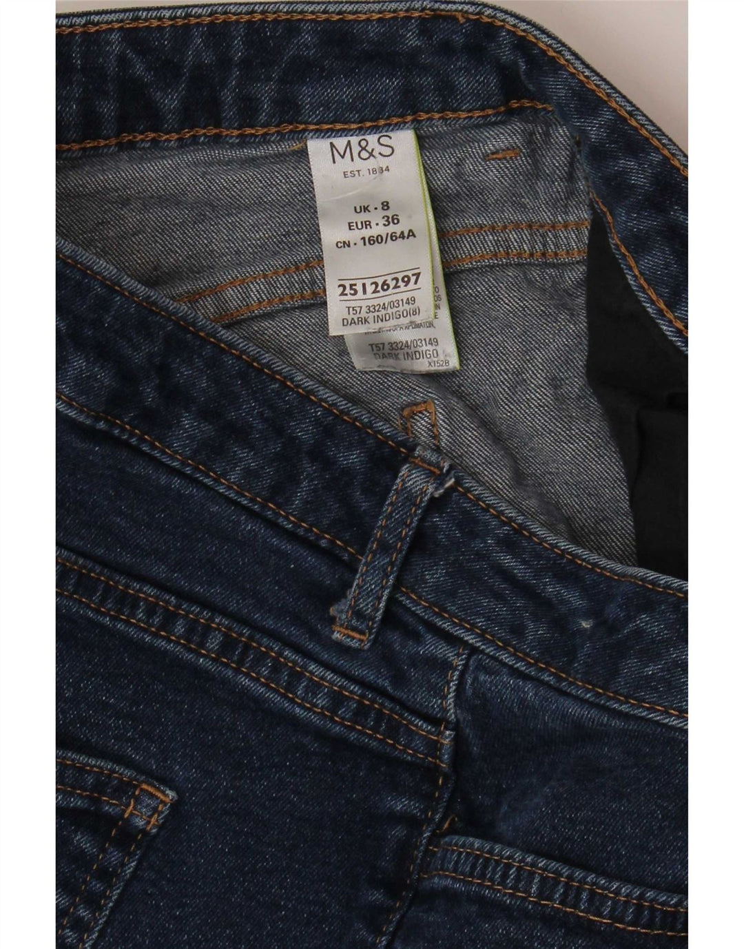 Pantaloncini di jeans da donna Marks & Spencer UK 8 piccoli W28 cotone blu