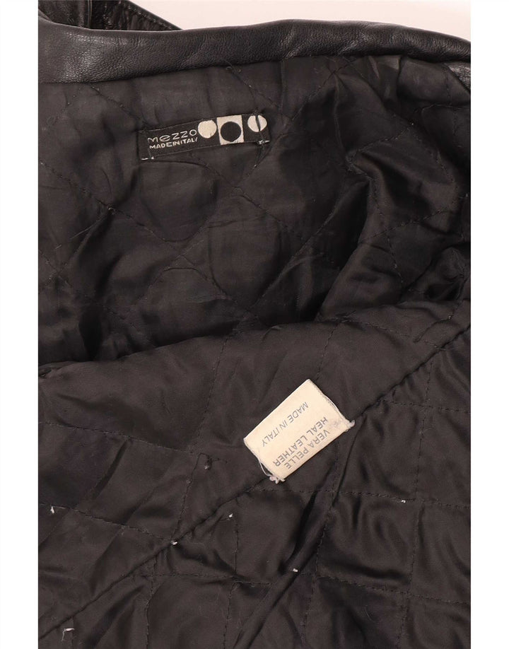Giacca blazer vintage da donna a 3 bottoni IT 46 grande in pelle nera