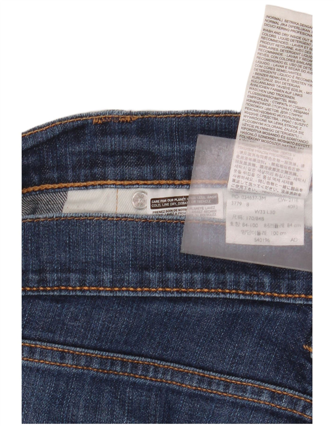 Jeans dritti da uomo Levi's W33 L30 in cotone blu