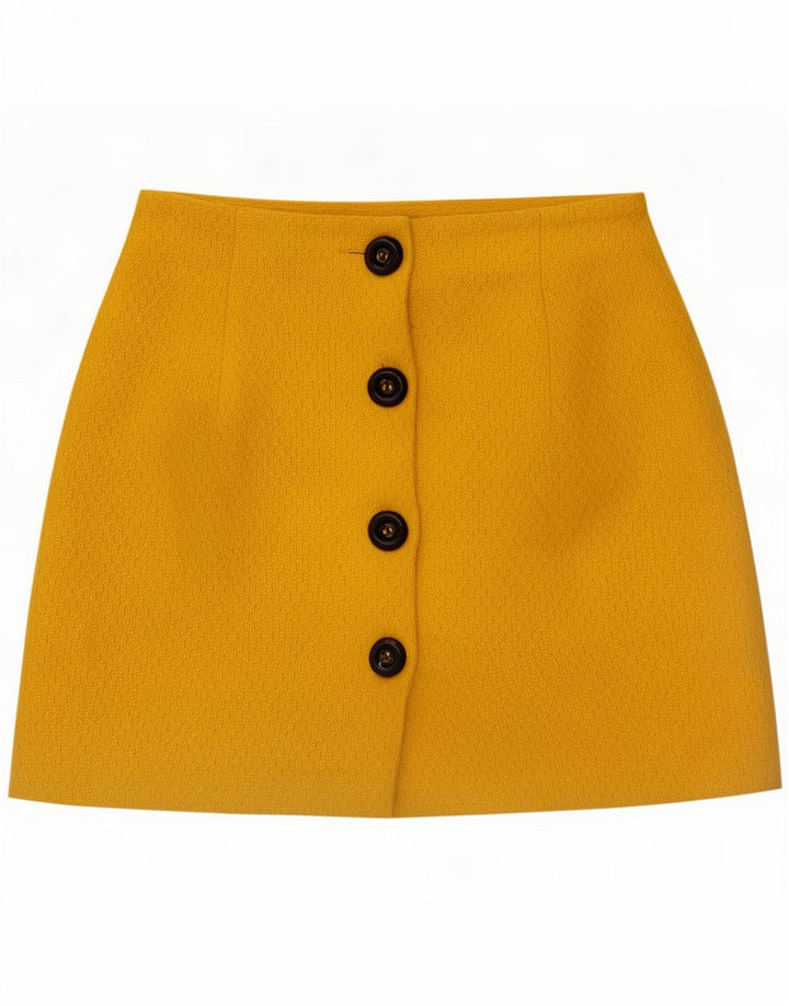 Vintage Womens Mini Skirt IT 42 Medium W28 Yellow Wool