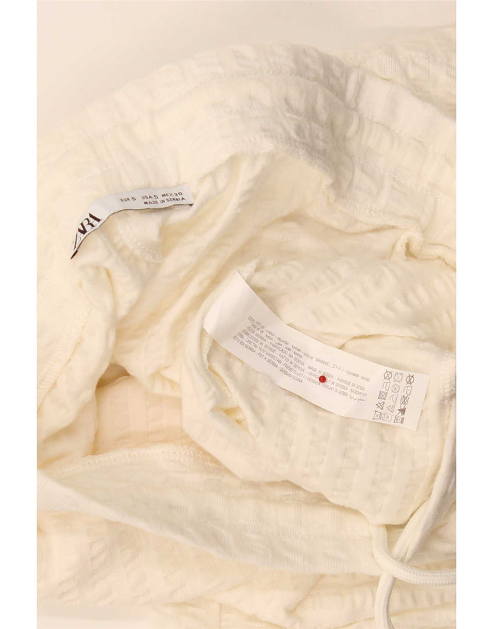 Pantaloncini sportivi da uomo Zara piccoli in cotone a righe bianco sporco