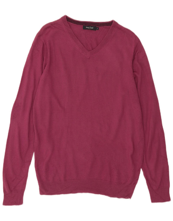 Maglione da uomo con scollo a V James Pringle Acrilico bordeaux medio